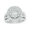 3.00 CT. T.W. Composite Diamond Frame Multi-Row Engagement Ring in 14K White Gold