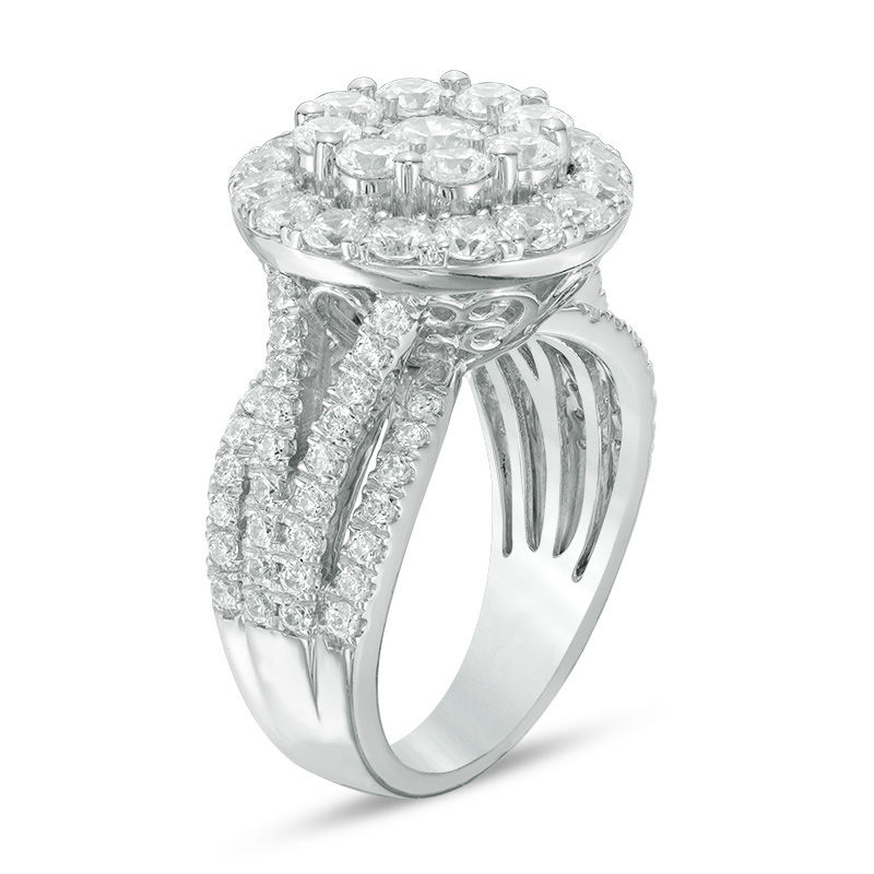 3.00 CT. T.W. Composite Diamond Frame Multi-Row Engagement Ring in 14K White Gold|Peoples Jewellers