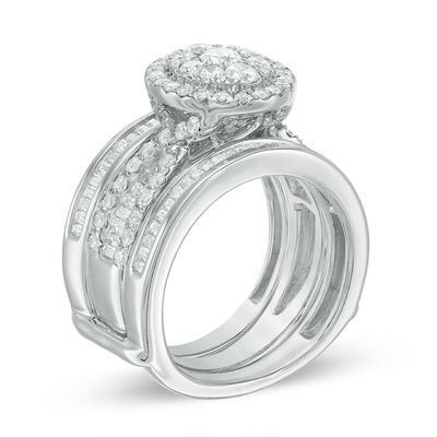 2.00 CT. T.W. Diamond Frame Bridal Set in 14K White Gold