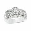 0.75 CT. T.W. Diamond Crossover Frame Bridal Set in 14K White Gold