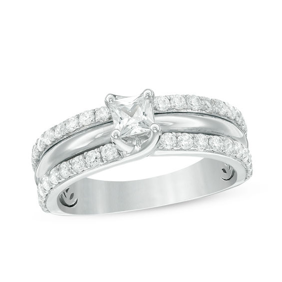 1.00 CT. T.W. Princess-Cut Diamond Multi-Row Engagement Ring in 14K White Gold