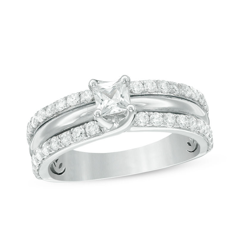 1.00 CT. T.W. Princess-Cut Diamond Multi-Row Engagement Ring in 14K White Gold|Peoples Jewellers