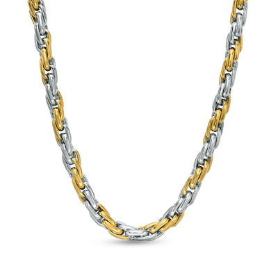 Men's Rope Chain Necklace and Bracelet Set in Stainless Steel and Yellow IP