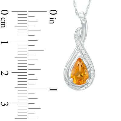 Pear-Shaped Citrine and Diamond Accent Twist Pendant in Sterling Silver