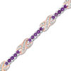 Thumbnail Image 0 of Amethyst and 0.30 CT. T.W. Diamond Infinity Bracelet in Sterling Silver and 10K Rose Gold - 7.5"
