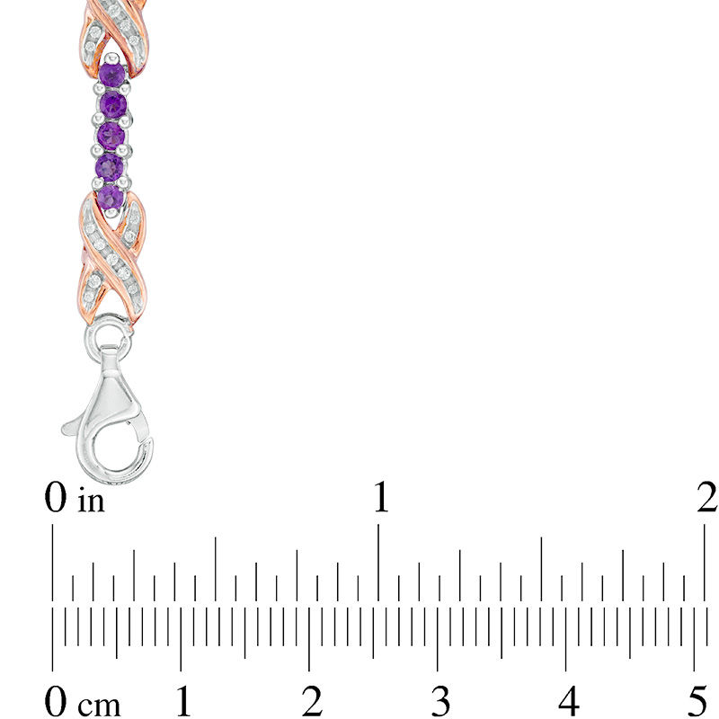 Amethyst and 0.30 CT. T.W. Diamond Infinity Bracelet in Sterling Silver and 10K Rose Gold - 7.5"|Peoples Jewellers
