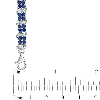 Lab-Created Blue Sapphire and Diamond Accent Bracelet in Sterling Silver - 7.5"