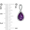 Thumbnail Image 1 of Pear-Shaped Amethyst and 0.23 CT. T.W. Diamond Infinity Drop Earrings in Sterling Silver