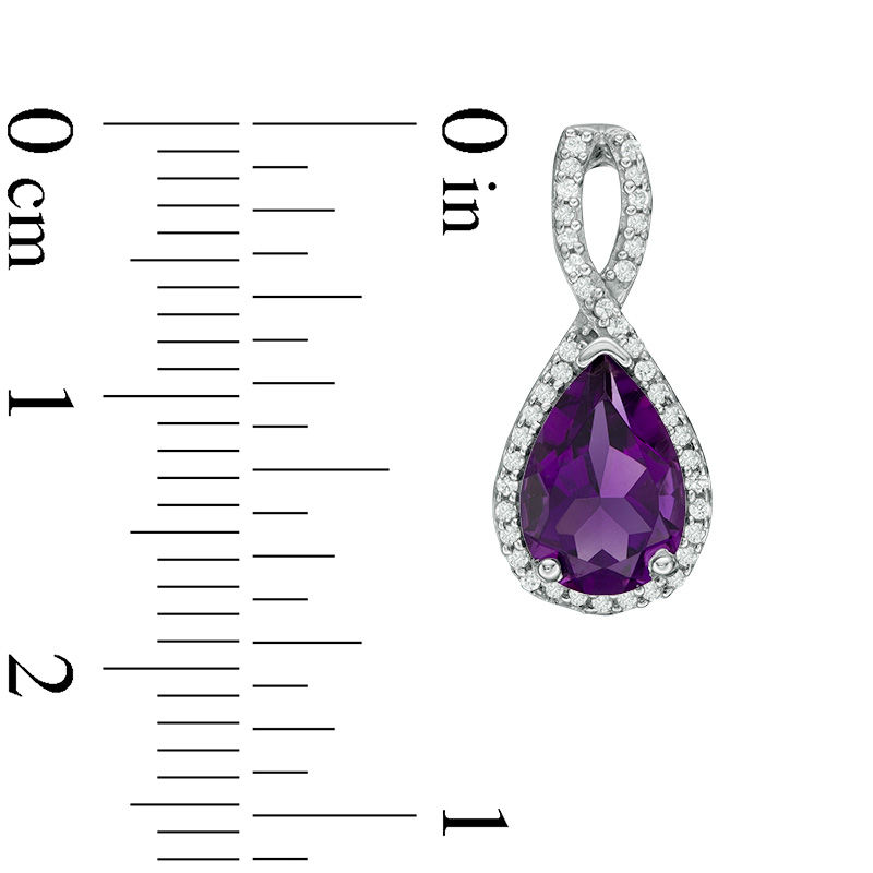 Pear-Shaped Amethyst and 0.23 CT. T.W. Diamond Infinity Drop Earrings in Sterling Silver|Peoples Jewellers