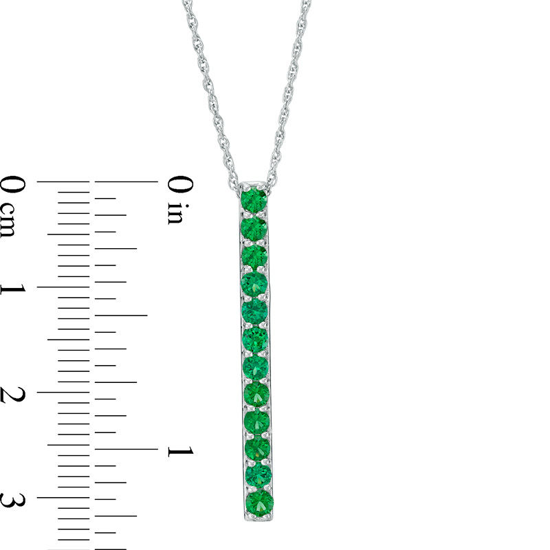 Lab-Created Emerald Linear Pendant in Sterling Silver|Peoples Jewellers