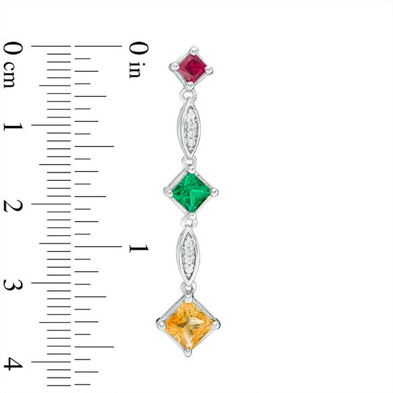 Citrine, Lab-Created Emerald and Ruby with Diamond Accent Drop Earrings in Sterling Silver