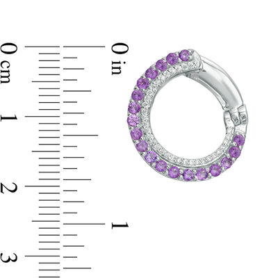 Amethyst and 0.18 CT. T.W. Diamond Hoop Earrings in Sterling Silver