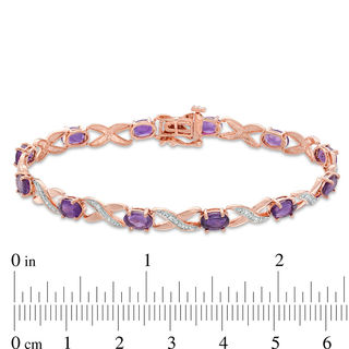 Oval Amethyst and Diamond Accent "XO" Bracelet in 10K Rose Gold