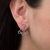 5.0mm Lab-Created Pink Sapphire and 0.18 CT. T.W. Diamond Stud Earrings and Fan Drop Jackets in Sterling Silver