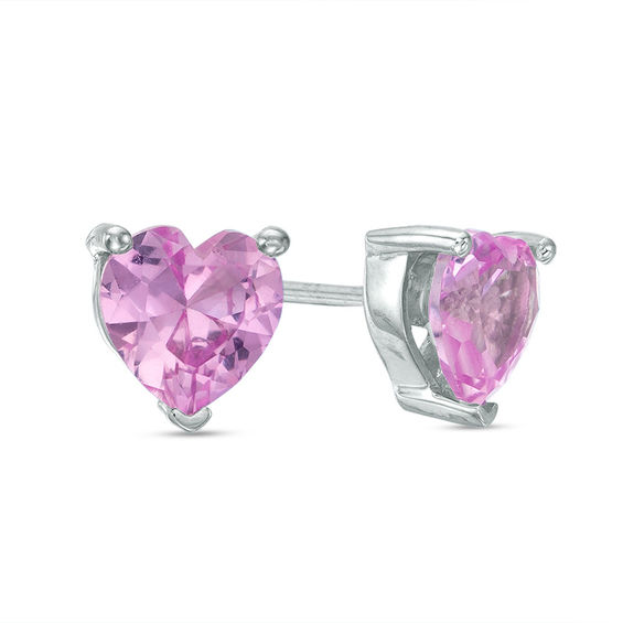 5.0mm Lab-Created Pink Sapphire and 0.18 CT. T.W. Diamond Stud Earrings and Fan Drop Jackets in Sterling Silver