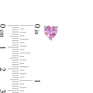 5.0mm Lab-Created Pink Sapphire and 0.18 CT. T.W. Diamond Stud Earrings and Fan Drop Jackets in Sterling Silver