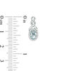 Thumbnail Image 2 of Oval Aquamarine and 0.11 CT. T.W. Diamond Frame Twist Drop Earrings in Sterling Silver