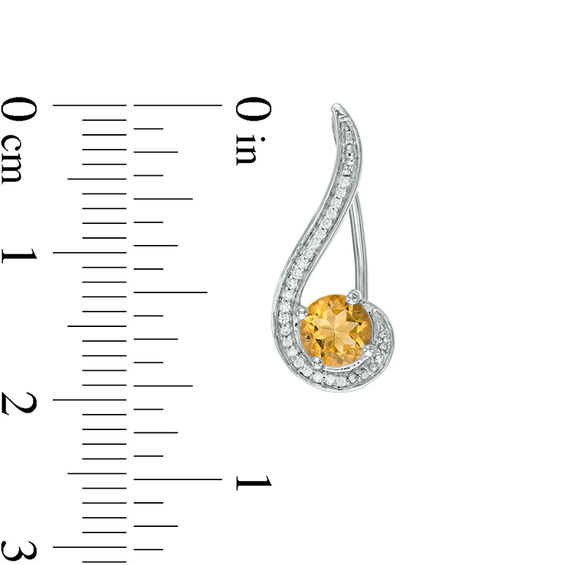 5.0mm Citrine and Diamond Accent Swirl Crawler Earrings in Sterling Silver