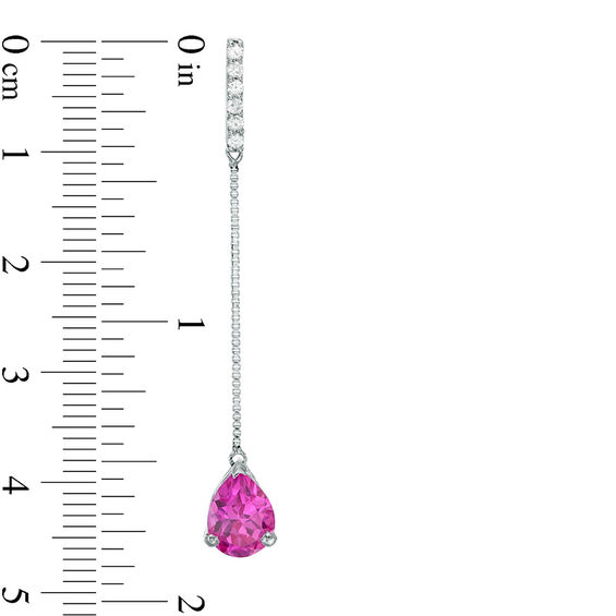 Pear-Shaped Lab-Created Pink and White Sapphire Drop Earrings in Sterling Silver