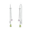 Pear-Shaped Peridot and Lab-Created Pink and White Sapphire Threader Earrings in Sterling Silver