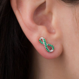 Lab-Created Emerald Infinity Crawler Earrings in Sterling Silver