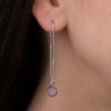 Thumbnail Image 1 of Amethyst Circle Threader Earrings in Sterling Silver