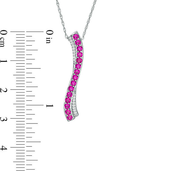 Lab-Created Ruby and Diamond Accent "S" Pendant in Sterling Silver