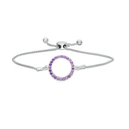 Amethyst Circle Bolo Bracelet in Sterling Silver - 9.5&quot;