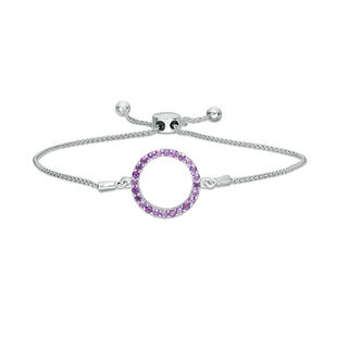 Amethyst Circle Bolo Bracelet in Sterling Silver - 9.5"