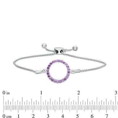 Amethyst Circle Bolo Bracelet in Sterling Silver - 9.5"