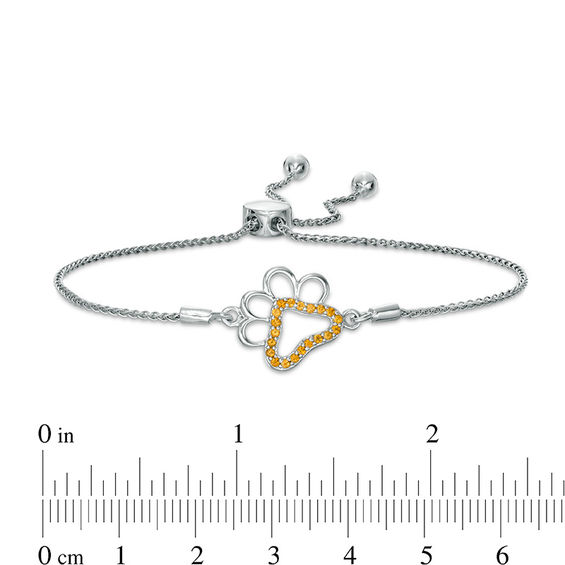 Citrine Paw Print Bolo Bracelet in Sterling Silver - 9.5"