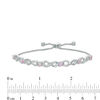 Thumbnail Image 1 of Lab-Created Pink Sapphire Infinity Bolo Bracelet in Sterling Silver - 9.5"