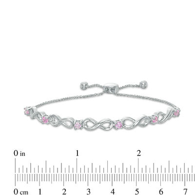 Lab-Created Pink Sapphire Infinity Bolo Bracelet in Sterling Silver - 9.5"