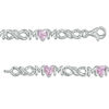 Thumbnail Image 1 of 5.0mm Heart-Shaped Lab-Created Pink Sapphire "MOM" Infinity Bracelet in Sterling Silver - 7.5"
