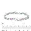 Thumbnail Image 2 of 5.0mm Heart-Shaped Lab-Created Pink Sapphire "MOM" Infinity Bracelet in Sterling Silver - 7.5"