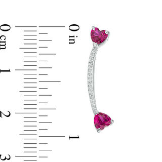 4.0mm Heart-Shaped Lab-Created Ruby and 0.09 CT. T.W. Diamond Crawler Earrings in Sterling Silver