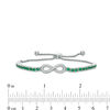 Lab-Created Emerald and 0.11 CT. T.W. Diamond Infinity Bolo Bracelet in Sterling Silver - 9.5"