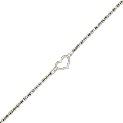 Diamond-Cut Heart Anklet in 14K Gold