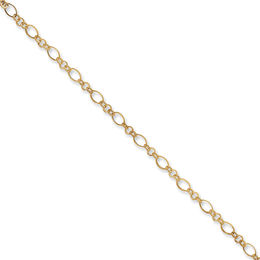 Oval Link Adjustable Anklet in 14K Gold - 10&quot;