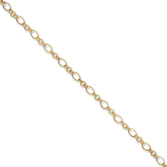 Oval Link Adjustable Anklet in 14K Gold - 10"