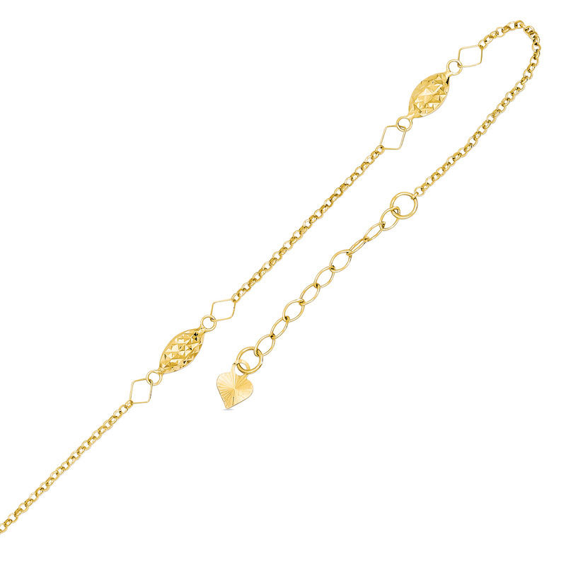 Diamond-Cut Rice Bead Anklet in 14K Gold - 10"|Peoples Jewellers