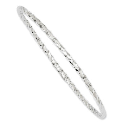 Twisted Slip-On Bangle in 14K White Gold - 8.0"