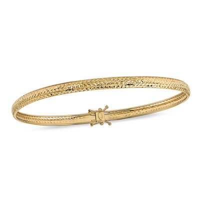 4.25mm Diamond-Cut Flexible Bangle in 14K Gold - 8"