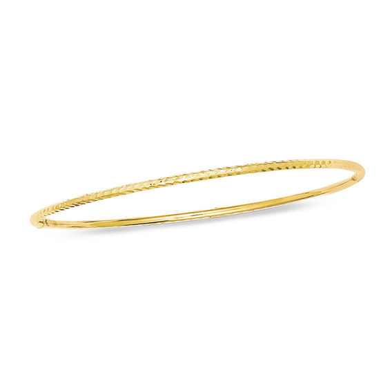 2.0mm Diamond-Cut Tube Slip-On Bangle in 14K Gold - 8.0"