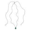 Pear-Shaped Lab-Created Emerald and Diamond Accent Frame Bolo Pendant in Sterling Silver - 30"