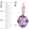 Thumbnail Image 1 of Oval and Round Amethyst with White Topaz Frame Drop Earrings in Sterling Silver with Rose Rhodium