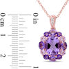 Thumbnail Image 1 of Oval and Round Amethyst with White Topaz Frame Pendant in Sterling Silver with Rose Rhodium