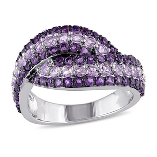 Amethyst Swirl Bypass Ring in Sterling Silver