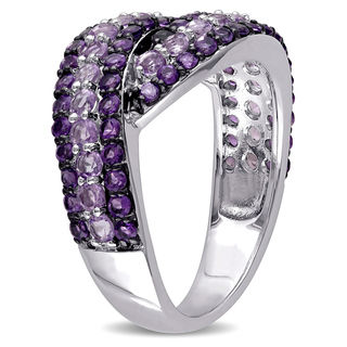 Amethyst Swirl Bypass Ring in Sterling Silver