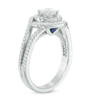 Vera Wang Love Collection 0.95 CT. T.W. Diamond Swirl Frame Split Shank Engagement Ring in 14K White Gold